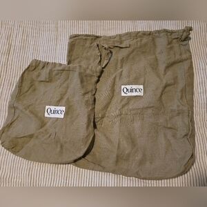 Quince Linen Drawstring Bags Medium & Small Olive Green Travel Bags